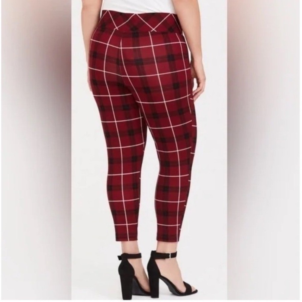Torrid Pixie Pull On Crop Red Ponte Plaid Legging… - image 2